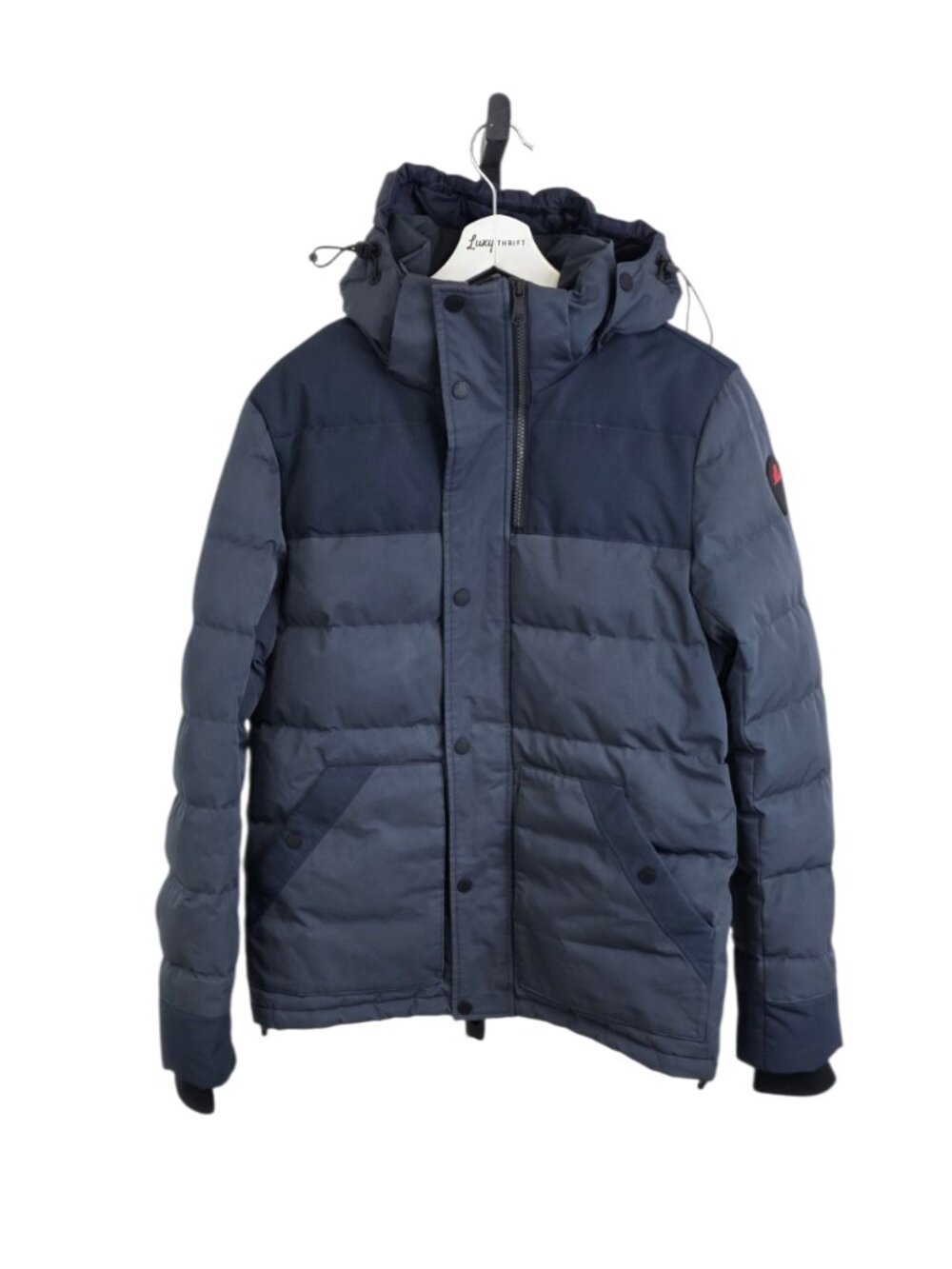 PAJAR Men's Locarno Mixed Media Puffer Jacket 550 Fill, Blue, Water Resistant, S